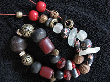 Handmade Recycled Glass African Trade Bead Necklace - Fire & Smoke