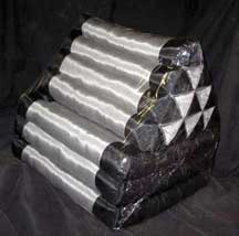 SALE! Thai Triangle Meditation Cushion with 3 Part Folding Futon/Mat - Silver/Black Silk