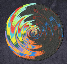 Large African Zulu Telephone Wire Basket/Platter - Rainbow/Black Fireworks