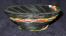 Open Weave African Zulu Telephone Wire Bowl - Black Multi