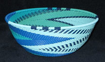 Medium African Zulu Telephone Wire Basket/Bowl - Ocean Waves