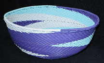 Medium African Zulu Telephone Wire Basket/Bowl - Frosty