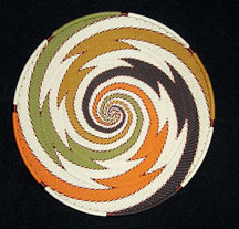 Medium African Zulu Telephone Wire Basket/Plate - Rolling Zig-Zags