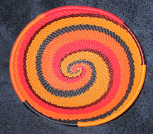 OVAL African Zulu Telephone Wire Basket/Bowl - Flames