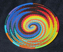 OVAL African Zulu Telephone Wire Basket/Bowl - Bright Zig-Zag