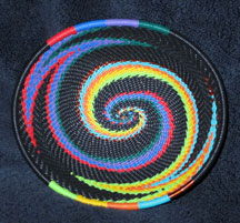 OVAL African Zulu Telephone Wire Basket/Bowl - Bright Black Swirl