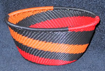 Small African Zulu Telephone Wire Basket/Bowl - Swirling Flames