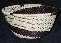 Small African Zulu Telephone Wire Basket Bowl - Beach