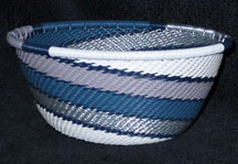 Small African Zulu Telephone Wire Basket Bowl - Winter Sky