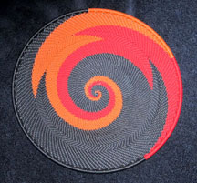 Small African Zulu Telephone Wire Basket Plate - Firebird