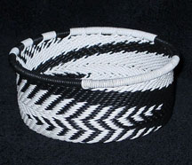 African Zulu Telephone Wire Basket - Tuna Can - Zebra