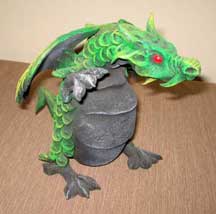 Thai Handmade Wood Dragon Figure/Sulpture - Green 6"-7" Tall