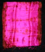 Handmade Tie Dyed Raw Thai Silk Scarf - Fuschia/Brown