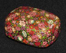 Pink Flowered Papier  Mache Box