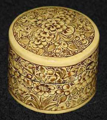 Small Round Brown/Cream Papier Mache Box