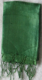 Handmade Thai Raw Silk Grass Green Shawl