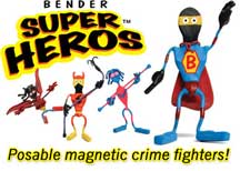 One Set of Six (6) Original Magnetic SUPER HERO Benders