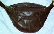Black Leather 3 Zipper Fanny Pack