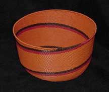 African Zulu Telephone Wire Round Fruit Bowl Basket - Orange, Red and Brown (303rfb1)