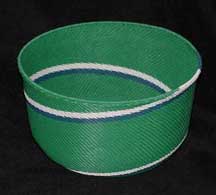 African Zulu Telephone Wire Round Fruit Bowl Basket - Green, Blue and White (303rfb3)