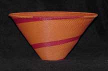 African Zulu Telephone Wire V Fruit Bowl Basket - Orange and Red