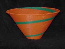 African Zulu Telephone Wire V Fruit Bowl Basket - Orange and Green