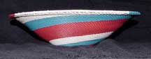 African Zulu Telephone Wire Fruit Platter Basket - Red, White and Blue (101sfb4)