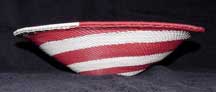 African Zulu Telephone Wire Fruit Platter Basket - Red and White (101sfb5)