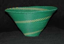 African Zulu Telephone Wire V Fruit Bowl Basket - Green, Kiwi and Teal (303vfb4)