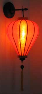 Balloon Shape Thai Silk Lantern - Orange/Gold Brocade