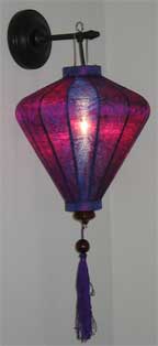 Diamond Shape Thai Silk Lantern - Purple/Blue Brocade
