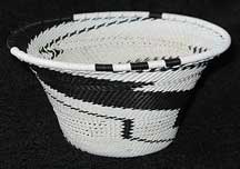 Black/White African Zulu Telephone Wire Bowl/Basket #2