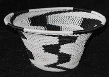 Black/White African Zulu Telephone Wire Bowl/Basket #5