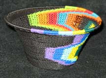 Rainbow and Black African Zulu Telephone Wire Basket/Bowl #2