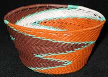African Zulu Small Telephone Wire Basket/Bowl - Fall Leaves