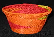 African Zulu Small Telephone Wire Basket/Bowl - Red/Orange/Yellow