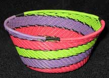 African Zulu Small Telephone Wire Basket/Bowl - Perfect Pastel Swirl
