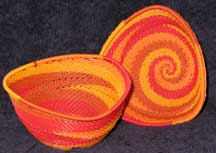 African Zulu Triangle Bowl Telephone Wire Basket/Bowl Set - Candy Corn