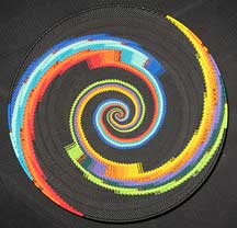 Extra Large African Zulu Telephone Wire Basket/Platter - Rainbow Black Knit