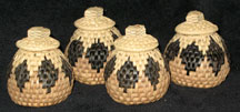 Handmade African Zulu Herb Basket Set - 4 Mini Baskets