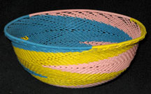 Medium African Zulu Telephone Wire Basket/Bowl - Unusual Pastels