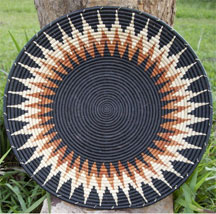 Hand Coiled African Rwanda Basket - Black Star