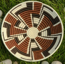 Hand Coiled African Rwanda Basket - Pinwheel