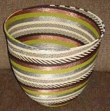 Tall XL African Zulu Telephone Wire Bowl - Multicolored