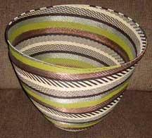 Tall XXL African Zulu Telephone Wire Bowl - Multicolored