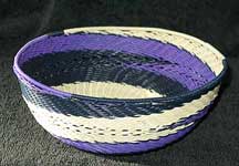 Medium African Zulu Telephone Wire Basket/Bowl - Purple/Navy/Cream