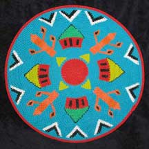 African Zulu Telephone Wire Plate Basket "Teal Huts"