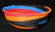 Medium African Zulu Telephone Wire Basket/Bowl - Deep Color Swirls
