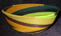 Medium African Zulu Telephone Wire Basket/Bowl - Rain Forest