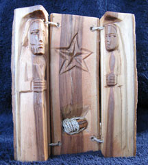 Hand Carved Olivewood African Holy Family Nativity Log